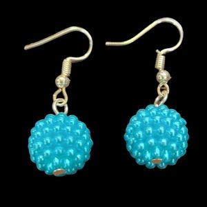 Blue Raspberry Bead Earrings